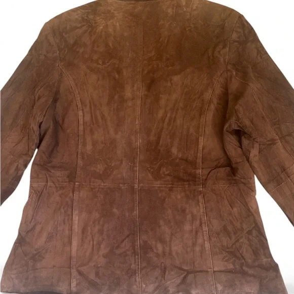 Chocolate Brown Suede Blazer XL Jacket Coat Preston York 3 Button Pocket Y2K Vtg - Picture 6 of 9